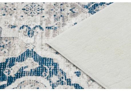 ANDRE 1819C umývací koberec Rozeta, protišmykový - béžová / modrý Veľkosť: 80x150 cm