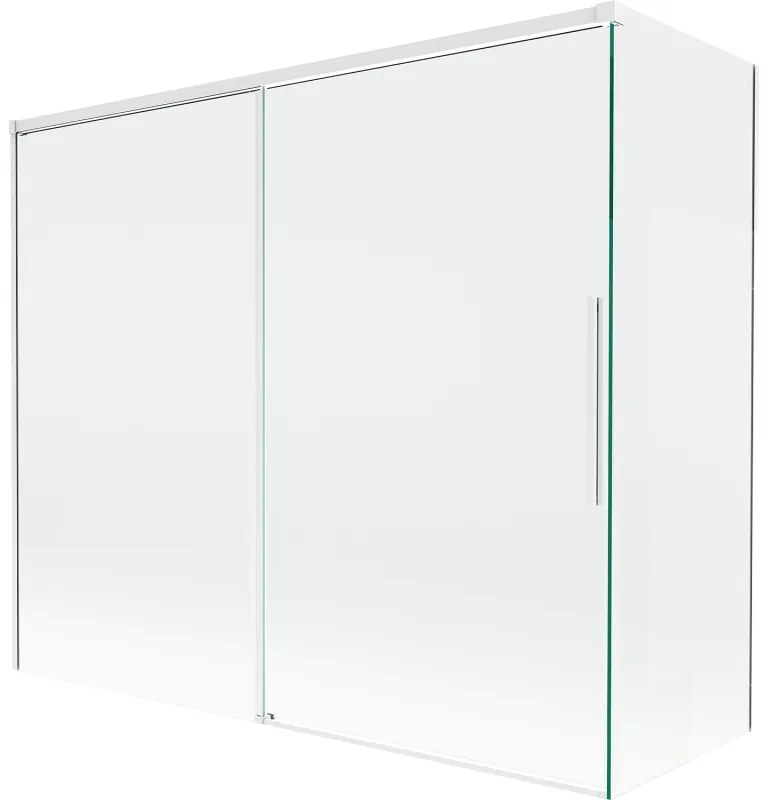 Mexen Rox, 2-krídlová posuvná vaňová zástena 180 + 80 x 150 cm, 8mm číre sklo, biely profil, 8C9-180-080-20-00