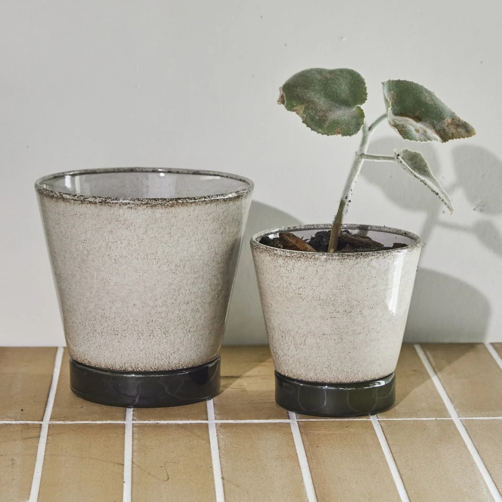 House Doctor Kovový obal na kvetináč Beige / Green – set 2 ks