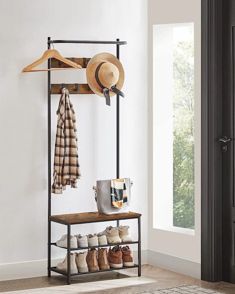 Predsieňová stena TAYLOR s botníkom 180x64 cm, rustikálne hnedá