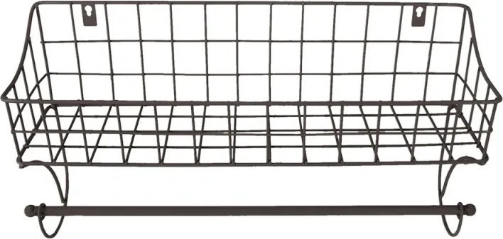 Nástenný kovový držiak na uterák s košíkom - 44 * 12 * 25 cm
