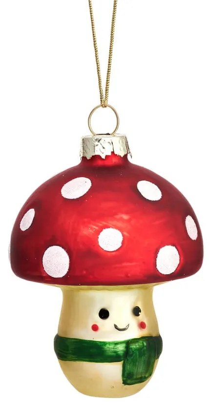Sklenená ručne vyrábaná vianočná ozdoba ø 6 cm Happy Mushroom – Sass & Belle