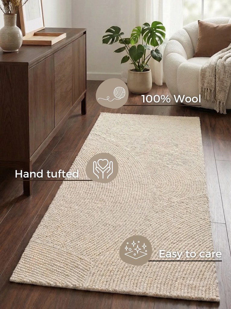 Hanse Home, Behúň Calmio 106220 Natural White, 80x200, biela, obývacia izba