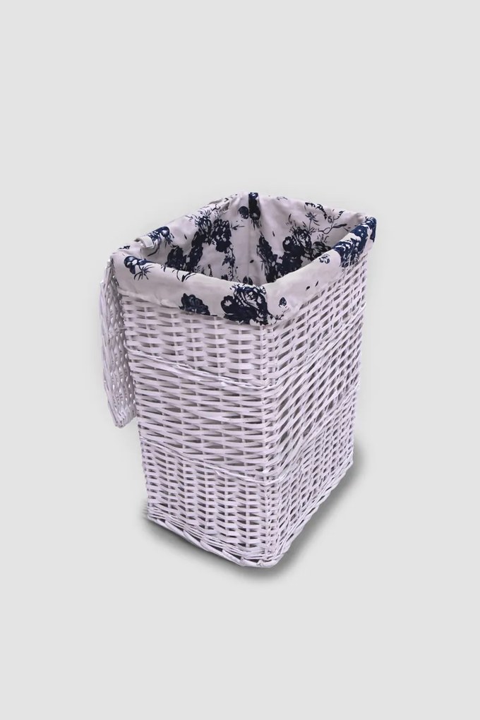 Biely hranatý prútený kôš na bielizeň s vekom Rozmery (cm): 40x30, v. 52