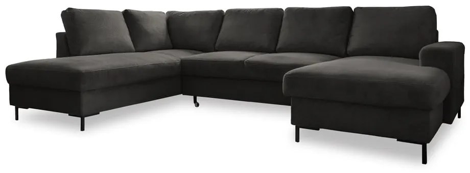 Tmavosivá menčestrová rozkladacia rohová pohovka (ľavý roh) Lofty Lilly – Miuform