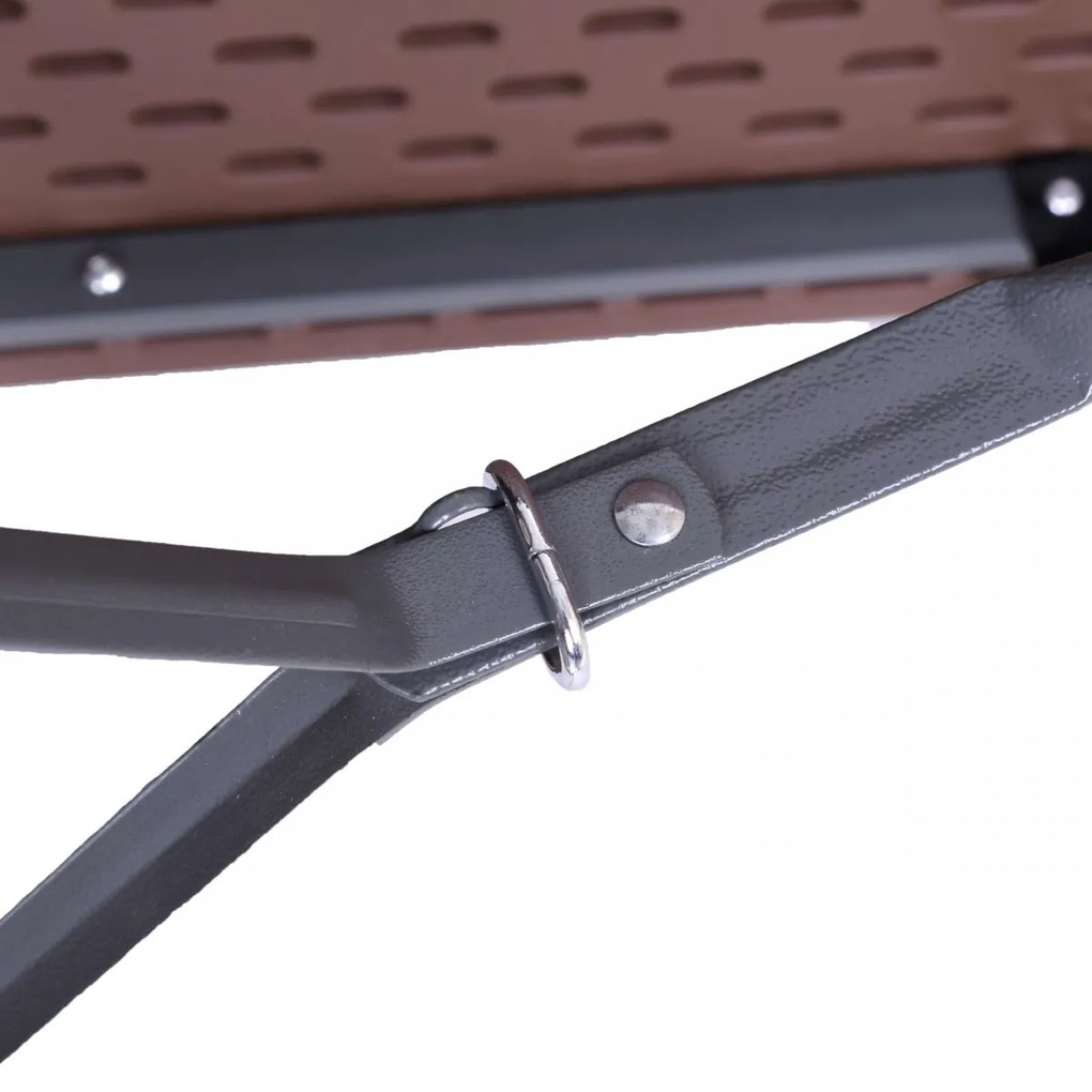 Cateringový set RATTAN stôl 180 cm a 2 lavice hnedý