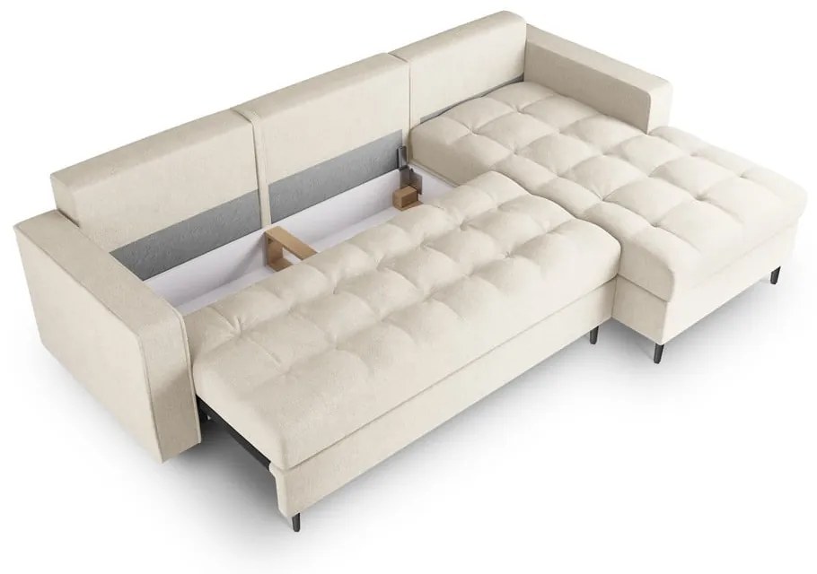 Svetlobéžová rozkladacia rohová pohovka Milo Casa Santo, pravý roh