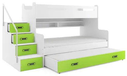 Detská poschodová posteľ MAX III s výsuvnou posteľou 80x200 cm - biela Biela