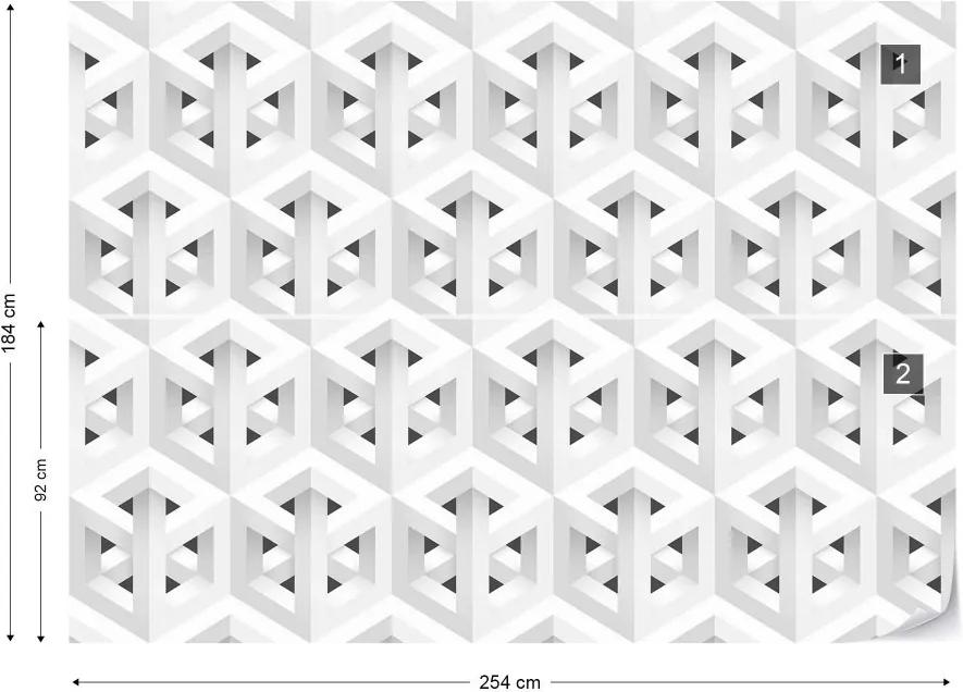GLIX Fototapeta - Modern 3D White And Grey Cube Pattern Vliesová tapeta  - 254x184 cm