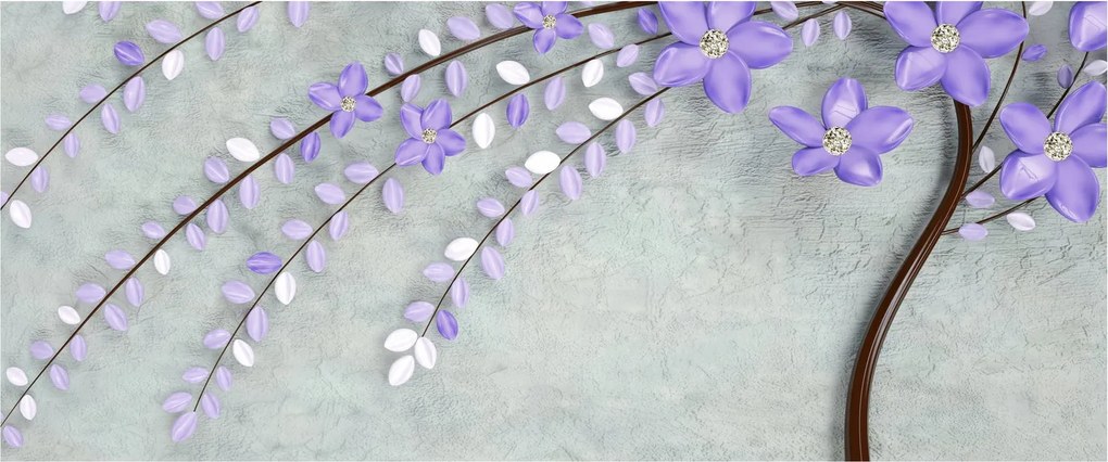 Obraz - Fialový dážď (120x50 cm)