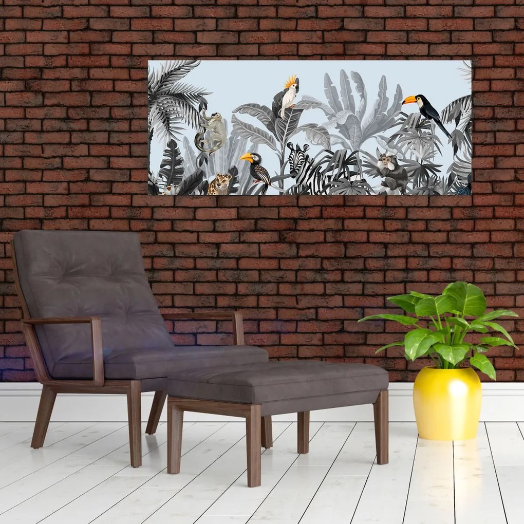 Obraz zvierat v tropickom lese (120x50 cm)