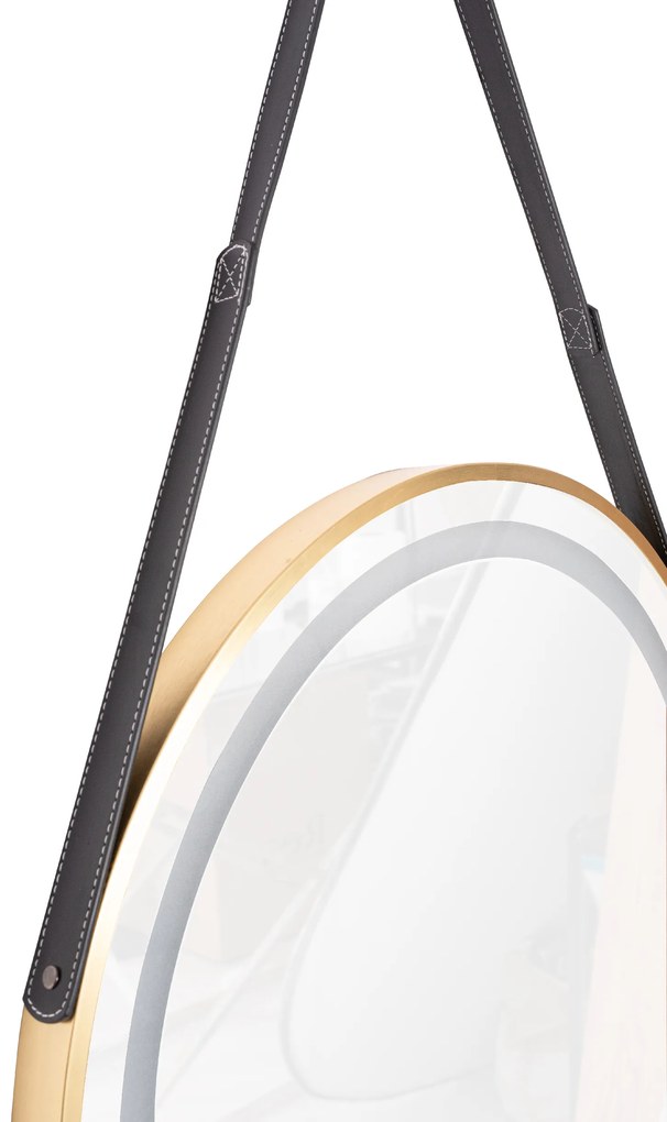 Tutumi Tutumi, LED zrkadlo 60cm so zlatým rámom na čiernom páse YH-3339, zlatá matná, HOM-01504