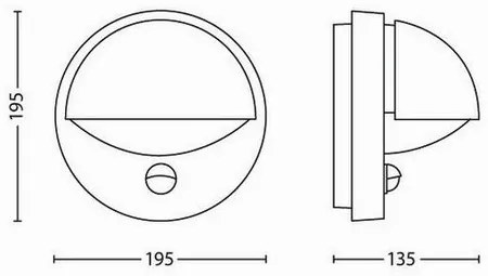 Philips 16246/87/16 June Vonkajšie nástenné svietidlo s čidlom 19,5 cm, sivá