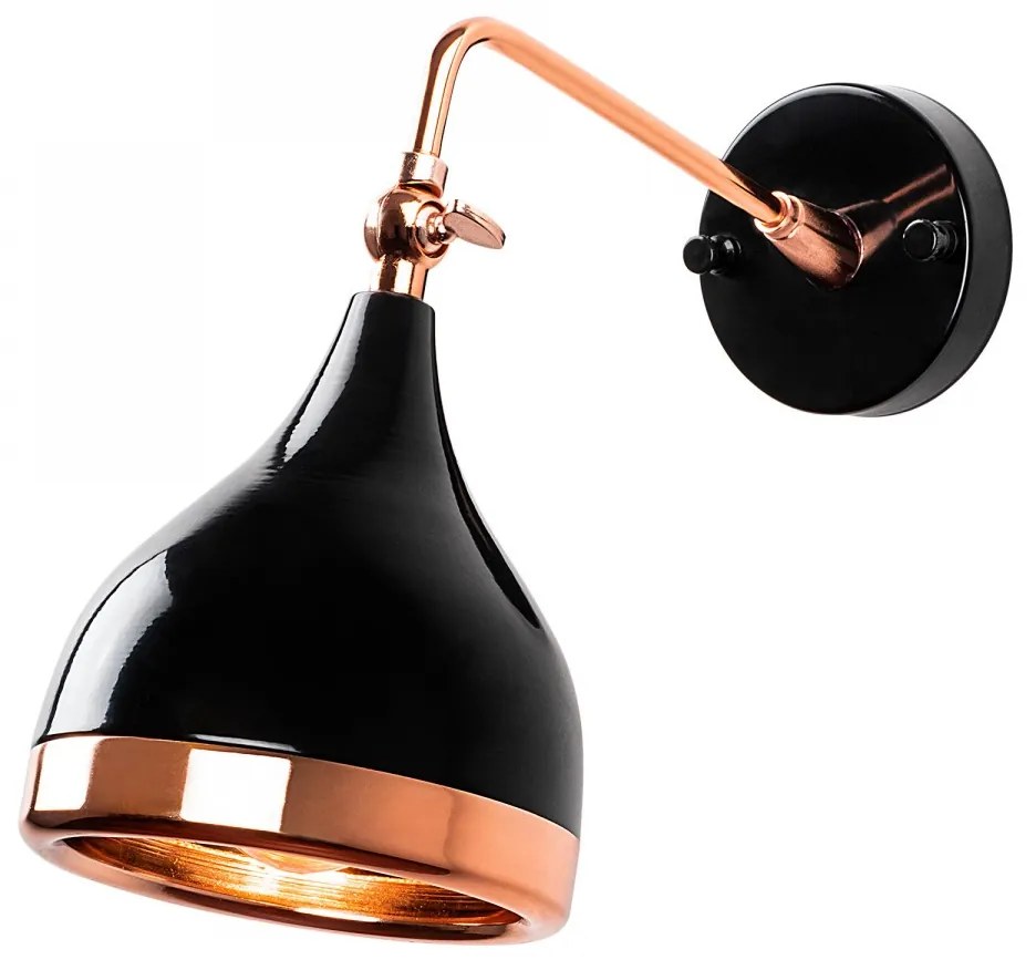 Nástenné svietidlo Yıldo I čierna/meď