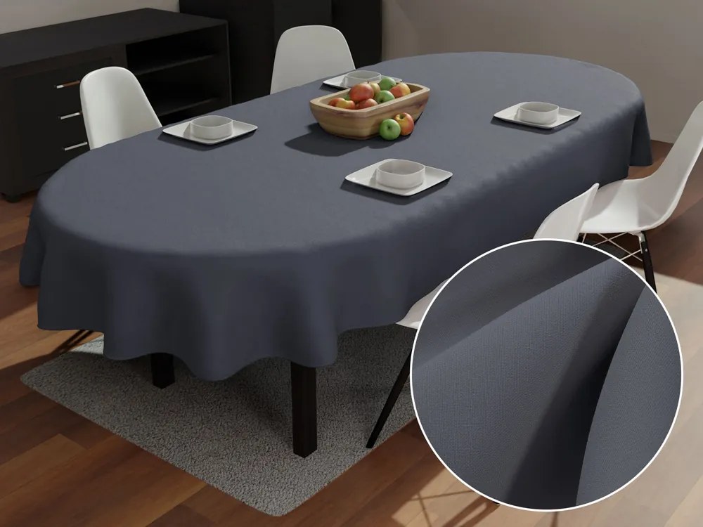 Biante Dekoračný oválny obrus Rongo RG-017 Tmavo sivý 140x160 cm