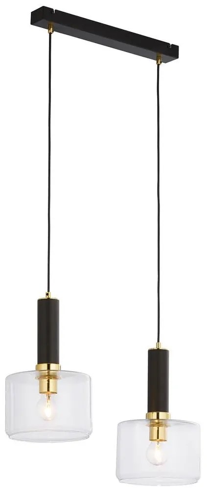 Jupiter 1847 - VA2 - Luster na lanku VANES 2xE27/60W/230V mosadz/čierna