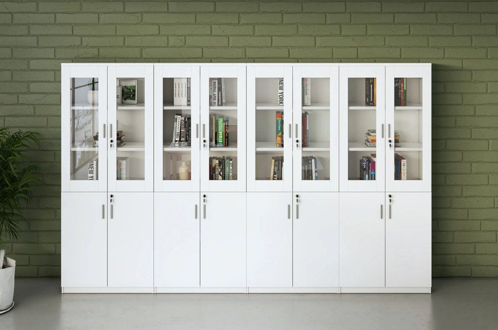 Vysoká kancelárska skriňa Houseland Prime Neo 02 80 cm biela