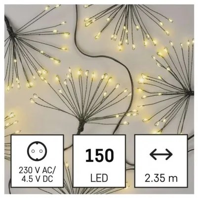 LED svetelná reťaz – svietiace trsy, nano, 2,35 m, vnútorná, teplá biela, časovač