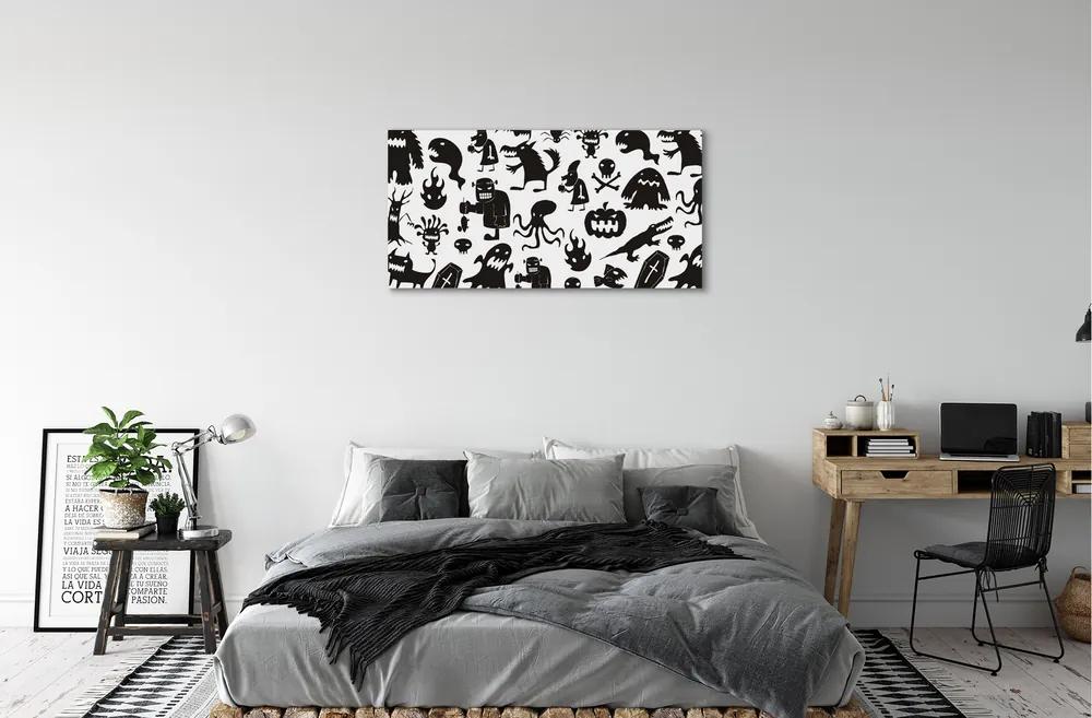 Obraz canvas White pozadí čiernymi tvory 100x50 cm