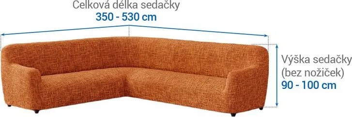 Bielastické poťahy GRAFITI NOVÉ tehlové rohová sedačka (š. 350 - 530 cm)