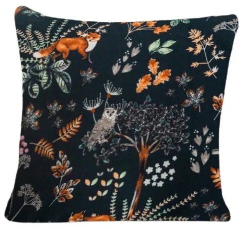 Mikroplyšová obliečka na vankúšik THE FOX AND THE HARE 45x45 cm, tmavozelený