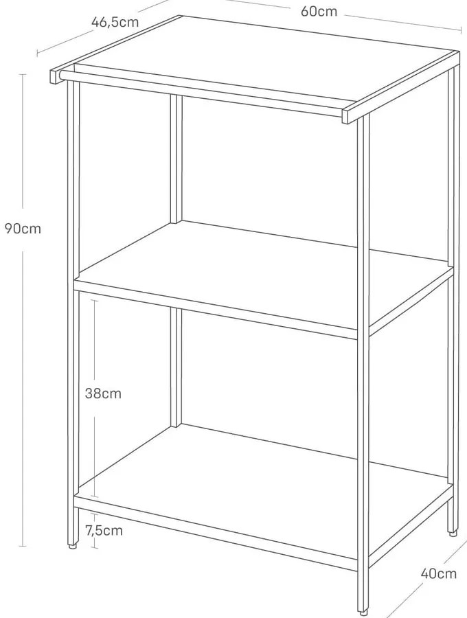 Matne čierny oceľový regál 60x90x46,5 cm Tower – YAMAZAKI