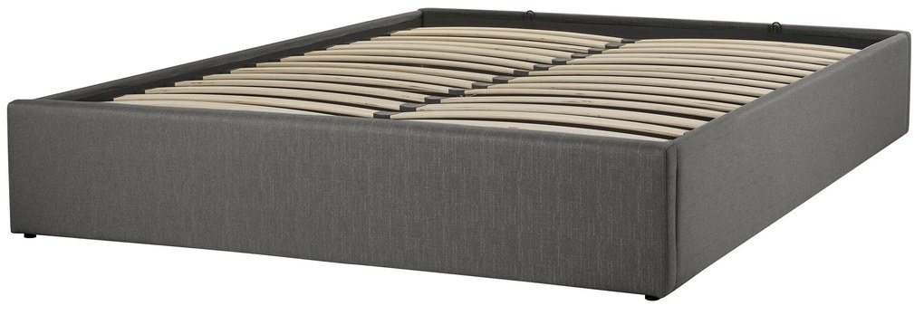 Čalúnená sivá posteľ s úložným priestorom 160 x 200 cm DINAN Beliani