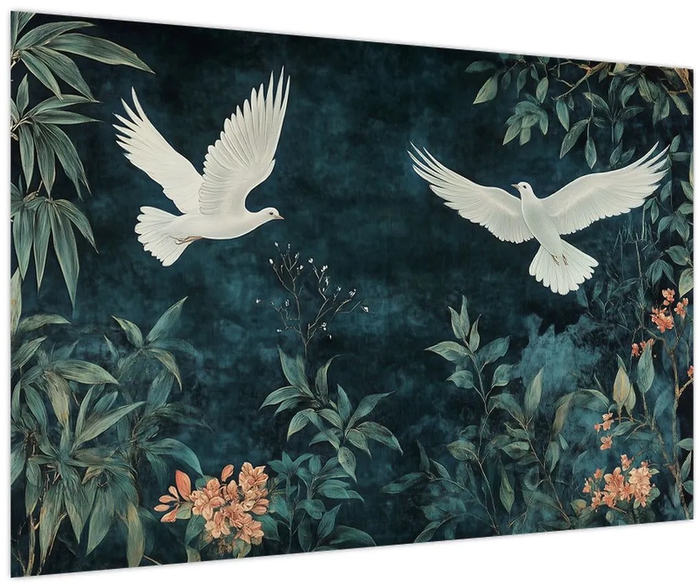 Obraz - Dve holubice (90x60 cm)