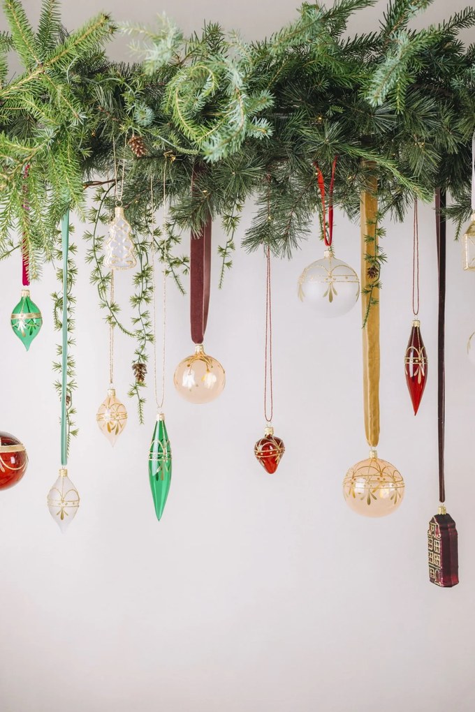 Bella Rose Sklenená vianočná ozdoba Kvapka Zelená Lesk