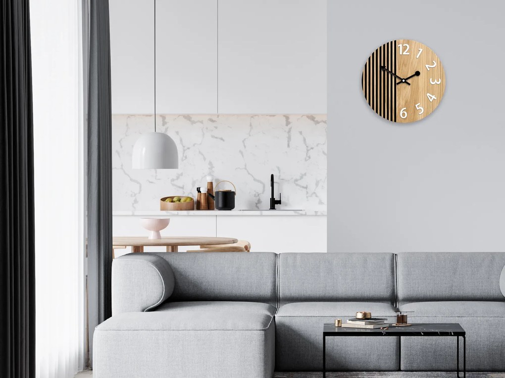 Dřevěné nástěnné hodiny Londyn 33 cm bílé/černé