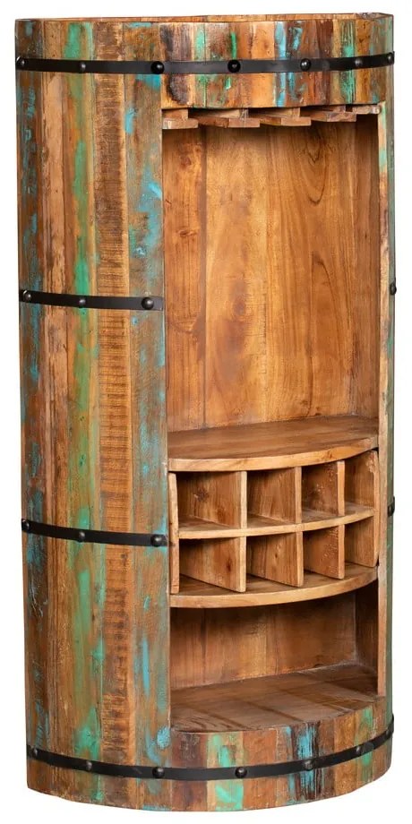 Vinotéka z recyklovaného dreva v prírodnej farbe na 8 fliaš, 60x115 cm Kaveri – Interia Home & Living