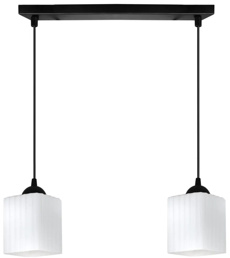 Závesné svietidlo Riffle Square, 2x biele sklenené tienidlo, b
