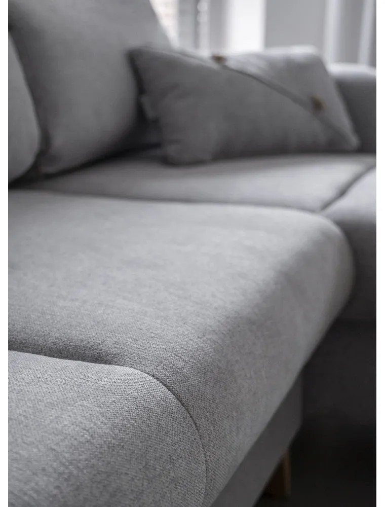 Svetlosivá rozkladacia rohová pohovka Miuform Scandic Lagom, pravý roh