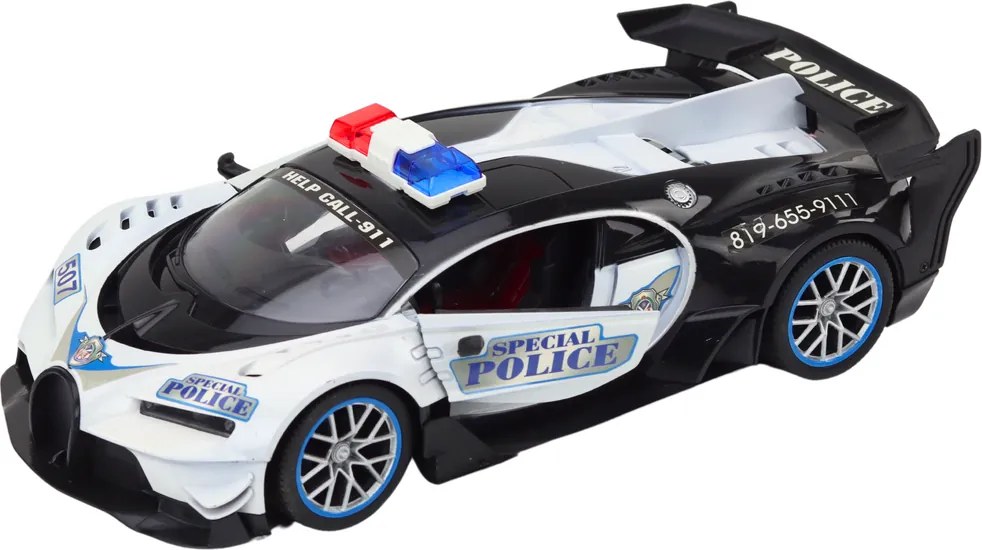 LEAN Toys Diaľkovo ovládané policajné RC auto v mierke 1:12, biele