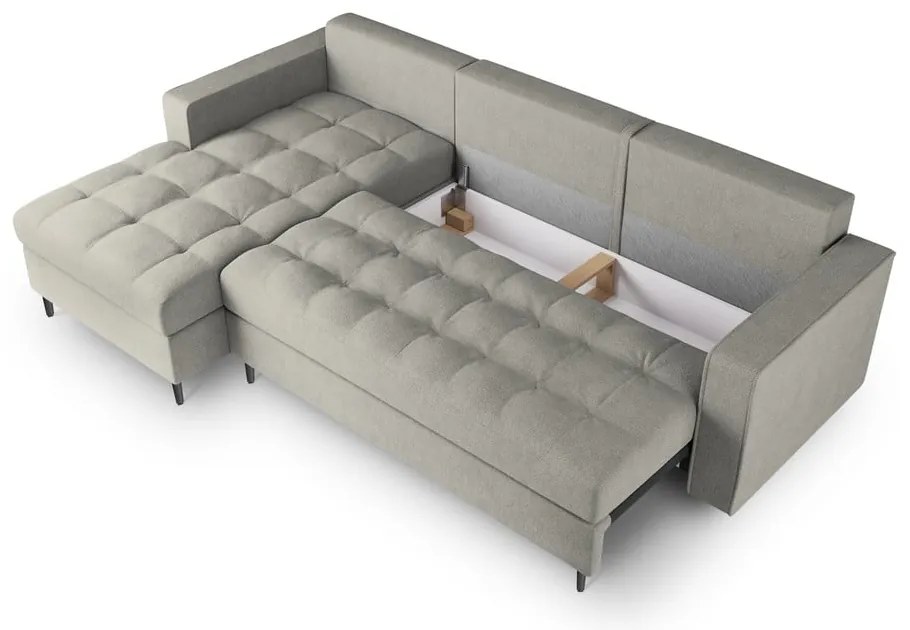 Svetlosivá rozkladacia rohová pohovka Milo Casa Santo, ľavý roh