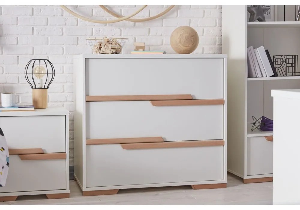 Biela detská komoda so zásuvkami Pinio Snap