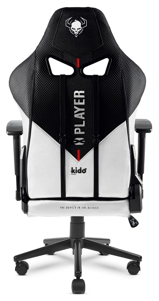 Detské látkové herné kreslo Kido by Diablo X-Player 2.0, bielo-čierne