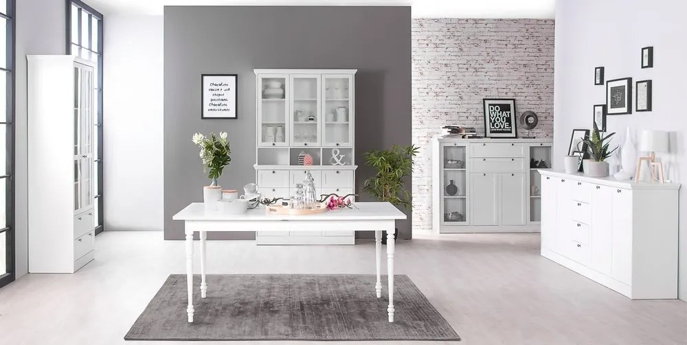 Široká úložná vitrína Landwood, biela