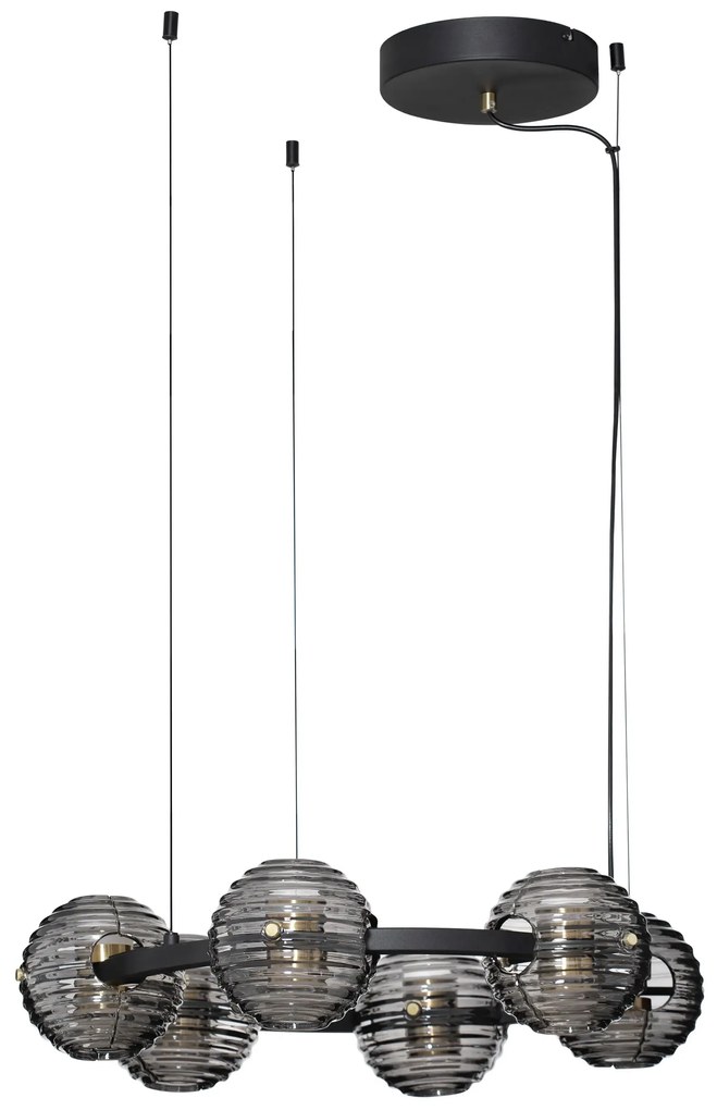 LED stmievateľný čierno-zlatý moderný luster Las 63