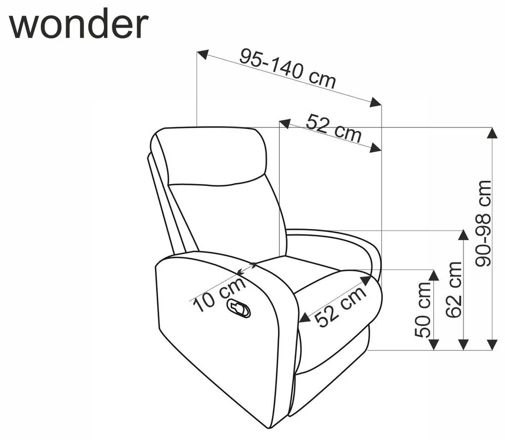 Polohovací křeslo WONDER s funkcí houpání hořčicové