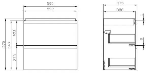 Cersanit S801-227-DSM - Závesná kúpeľňová skrinka s umývadlom MODUO SLIM biela