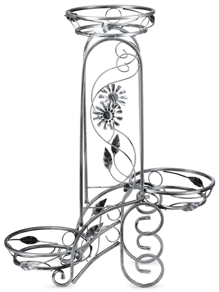 STOJAN NA KVETINÁČ FLOWER 88X28X65 CM STRIEBORNÁ