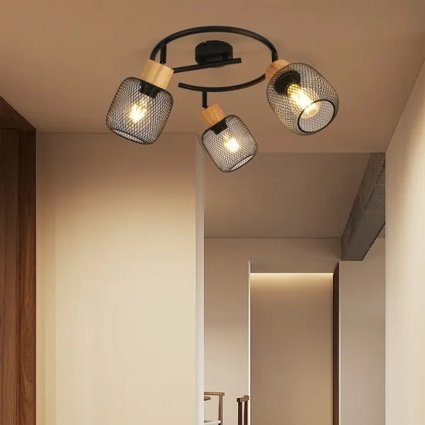 Brilagi - Bodové svietidlo BASKLITE 3xE27/15W/230V drevo/čierne