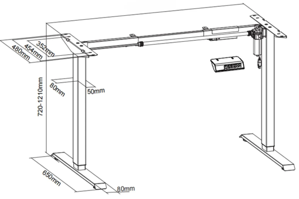 Ergonomický výškovo nastaviteľný stôl, 160x120 cm, 1 motor, L/P, čierna podnož, buk