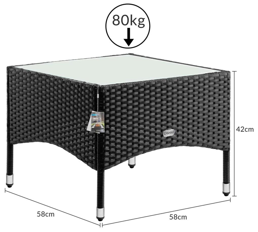 InternetovaZahrada Ratanový stolík / čajový stôl - 58 x 58 x 42 cm - čierny