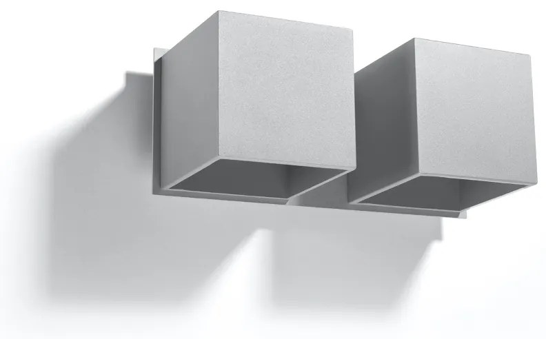 Nástenné svietidlo Quad, 2x sivé kovové tienidlo