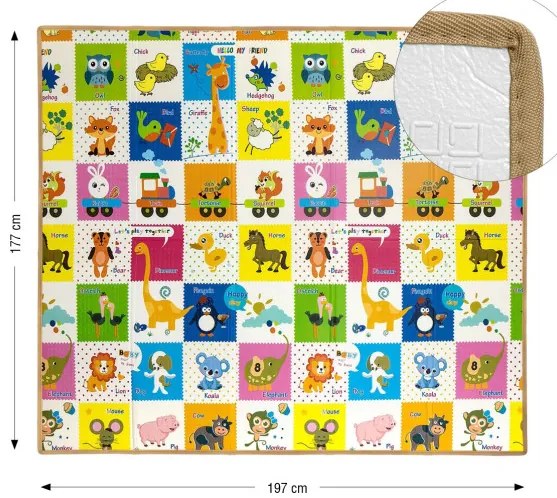 Hracia podložka pre deti Play Colourful Animals T1 177x197 cm