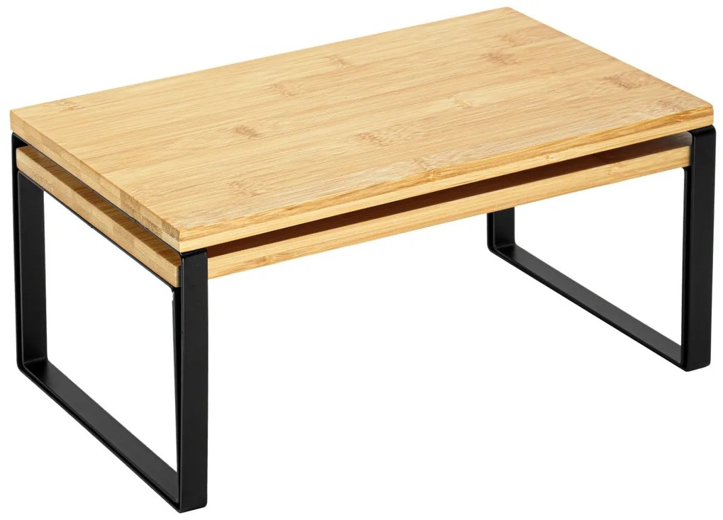 Súprava 2 ks kuchynských políc GINGER čierna/hnedá