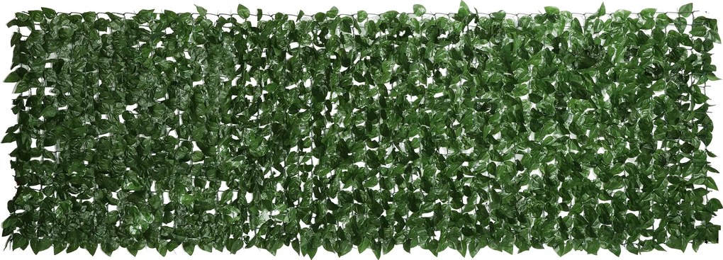 Outsunny Umelý živý plot na ochranu súkromia 3 m x 1 m Dekoračný pás s realistickým bukovým lístím, proti UV žiareniu, hodvábne lístky, tmavá zelená |