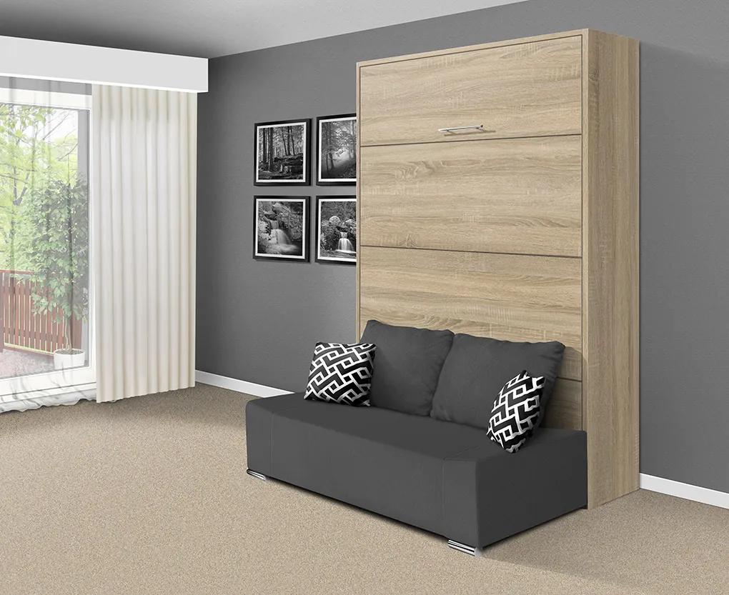 Nabytekmorava Sklápacia posteľ s pohovkou VS 21058P 200x140 farba pohovky: Hnedá, Typ farebného prevedenia: Agát / dvere biele